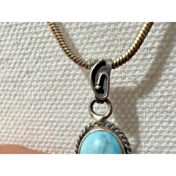 Turquoise Cross Necklace Pendant Large Sterling Silver Southwestern 14 gr - Picture 3 of 9